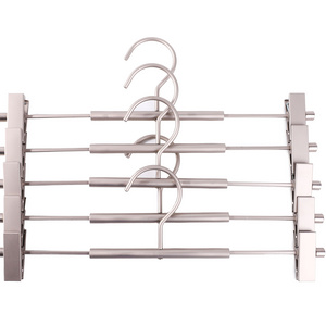 Space Saver nickel Metal Pants Hangers Multi Layer Magic Folding Pants Clothes Metal Hanging Rack