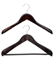 Maos hanger supplier walnut color Wooden Hangers with pants bar  for clothes and jackets