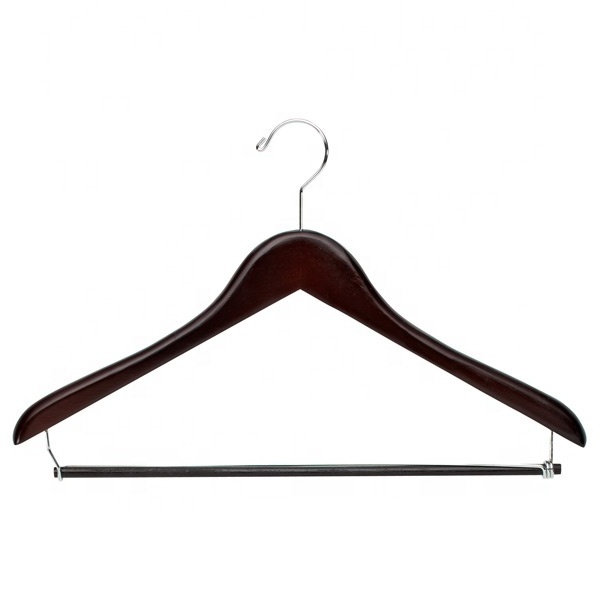 Maos hanger supplier walnut color Wooden Hangers with pants bar  for clothes and jackets