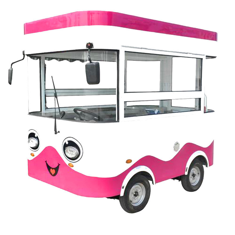 Chinese manufacturer cheap food truck pink with restroom for sale