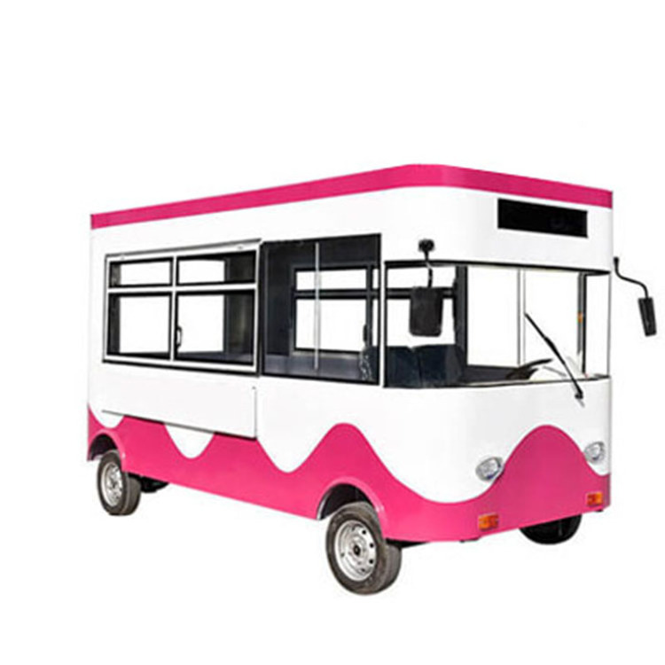 Chinese manufacturer cheap food truck pink with restroom for sale