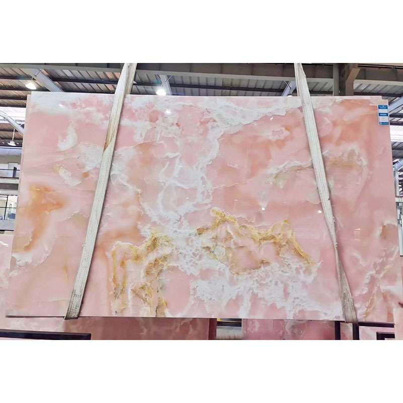 Chinese Factory Backlit Pink Onyx Marble Wall Panel Translucent Crystal Pink Marble Agate Stone Onyx Slab