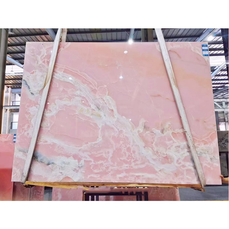 Chinese Factory Backlit Pink Onyx Marble Wall Panel Translucent Crystal Pink Marble Agate Stone Onyx Slab