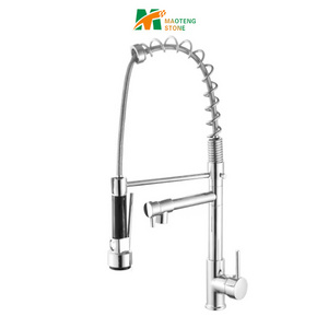 Modern luxury single lever pull out water tap down double outlet european sink kitchen  Mixer faucet