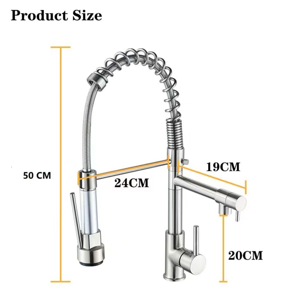 Modern luxury single lever pull out water tap down double outlet european sink kitchen  Mixer faucet