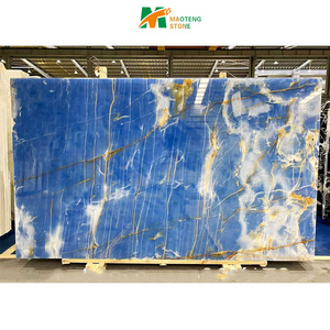 Polished Glazed Onyx Stone Natural Slab Tile Stair Wall Decoration Marble Luxury Blue Onxy Natural Stone Marble Slab