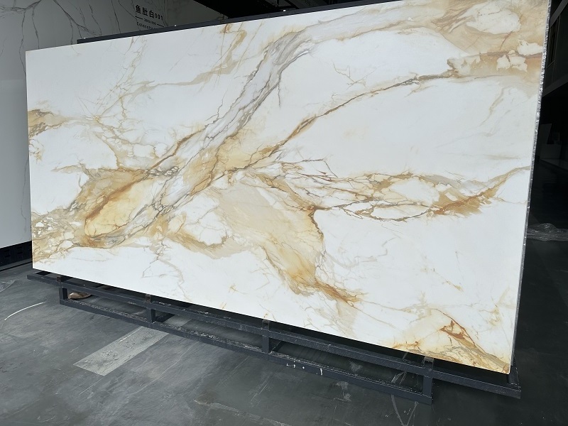 Calacatta gold sintered stone for kitchen top island tiles big size slabs artificial sintered stone for wall