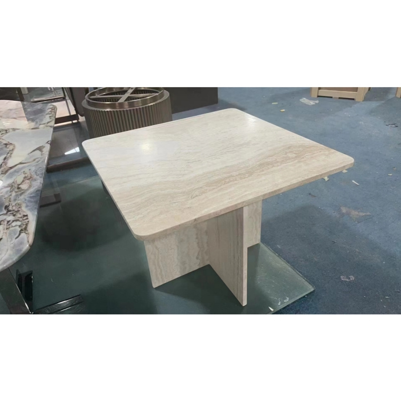 Nodic style Oval Beige dining room Furniture Travertine marble table top modern dining table