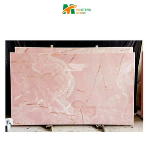 Bathroom Vanity Table Countertops Polished 18mm Pink Onyx translucent slabs for counter top and wall