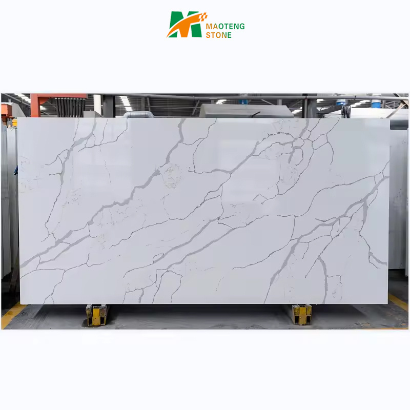 Calacatta White Quartz Slabs Faux Marble Stone For Kitchen Countertop,Table Top, Vanity Top