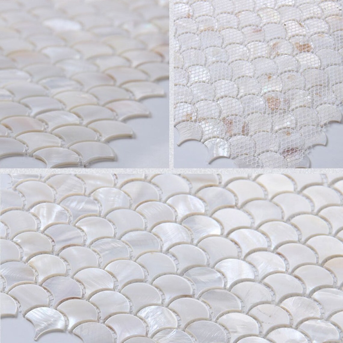 Mosaic Tile Polished Peel and Stick Mother of Pearl Shell Mosaic Interior Wall White Natural Shell MT Stone Fish Scale,irregular