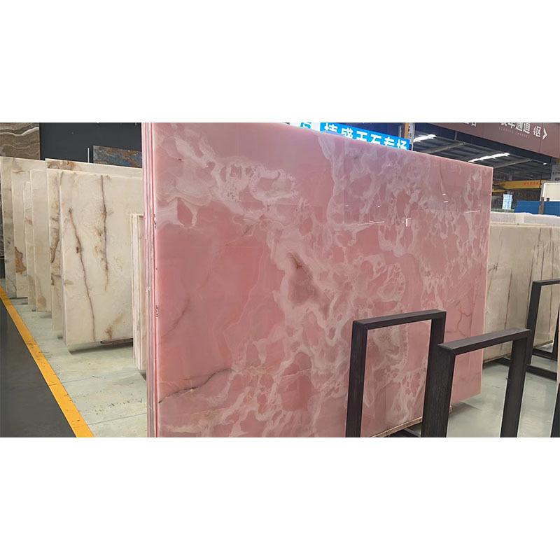 Bathroom Vanity Table Countertops Polished 18mm Pink Onyx translucent slabs for counter top and wall