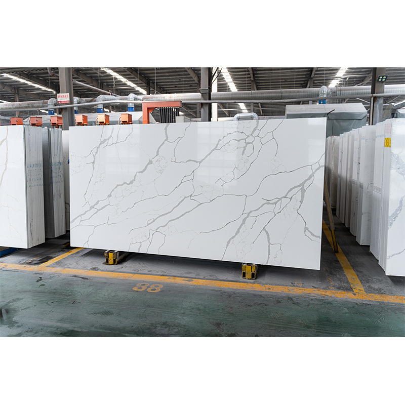 Calacatta White Quartz Slabs Faux Marble Stone For Kitchen Countertop,Table Top, Vanity Top