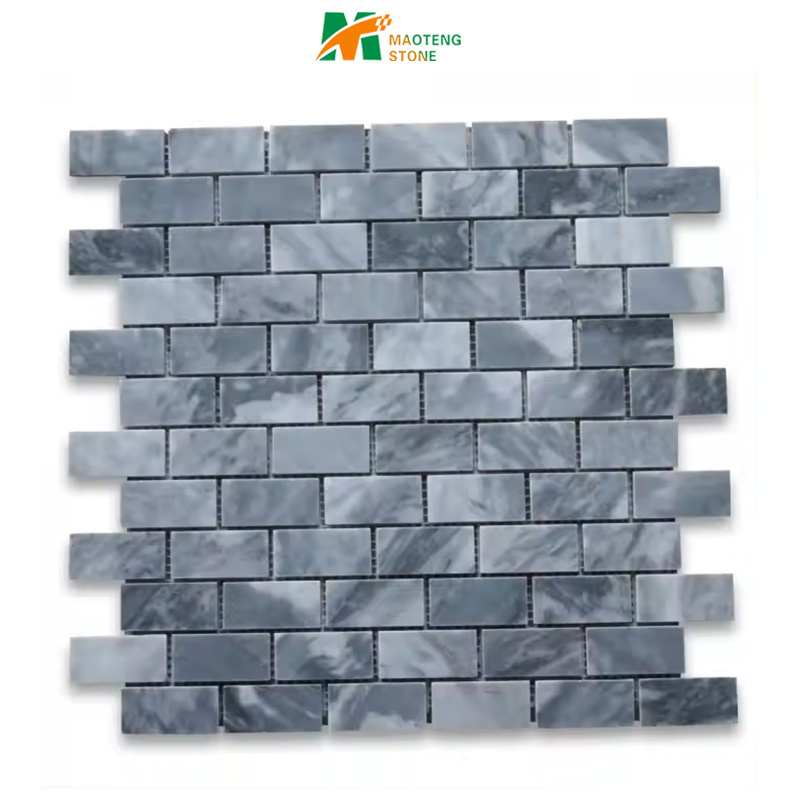 New Style Marble Mosaic White Gray Honed Surface Marble Mosaic Hotel Projects Wall Background Indoor Stacked Brick Wall Panels