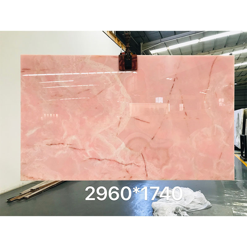 Bathroom Vanity Table Countertops Polished 18mm Pink Onyx translucent slabs for counter top and wall