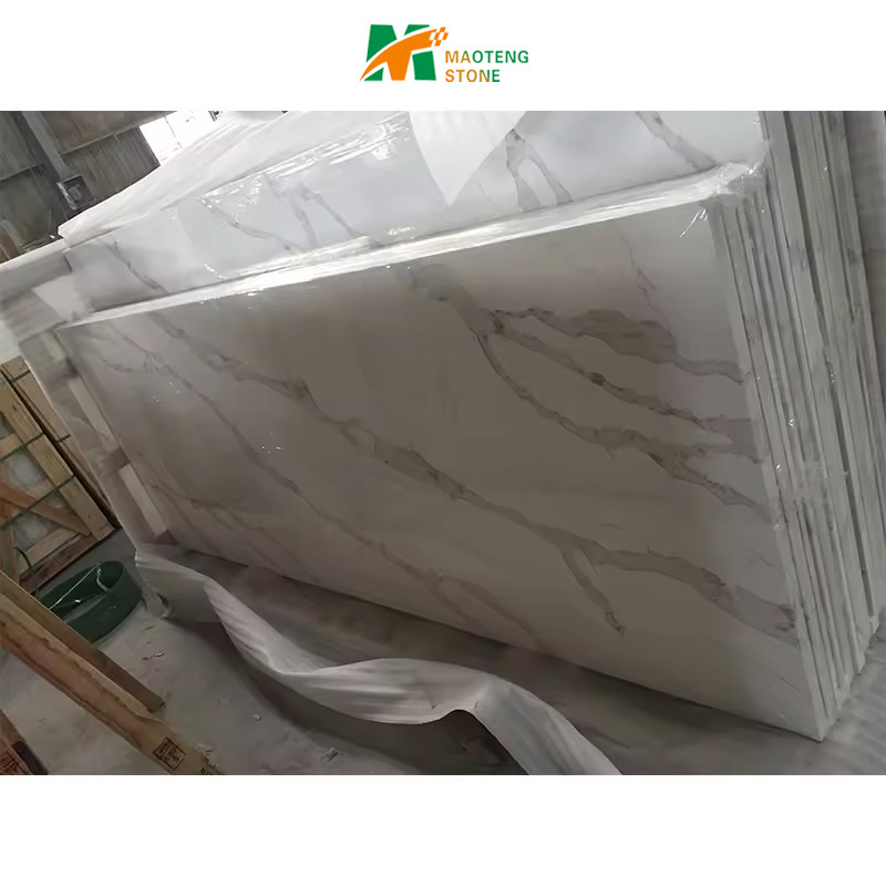 Synthetic Calacatta White Marble Countertop Quartz Slab