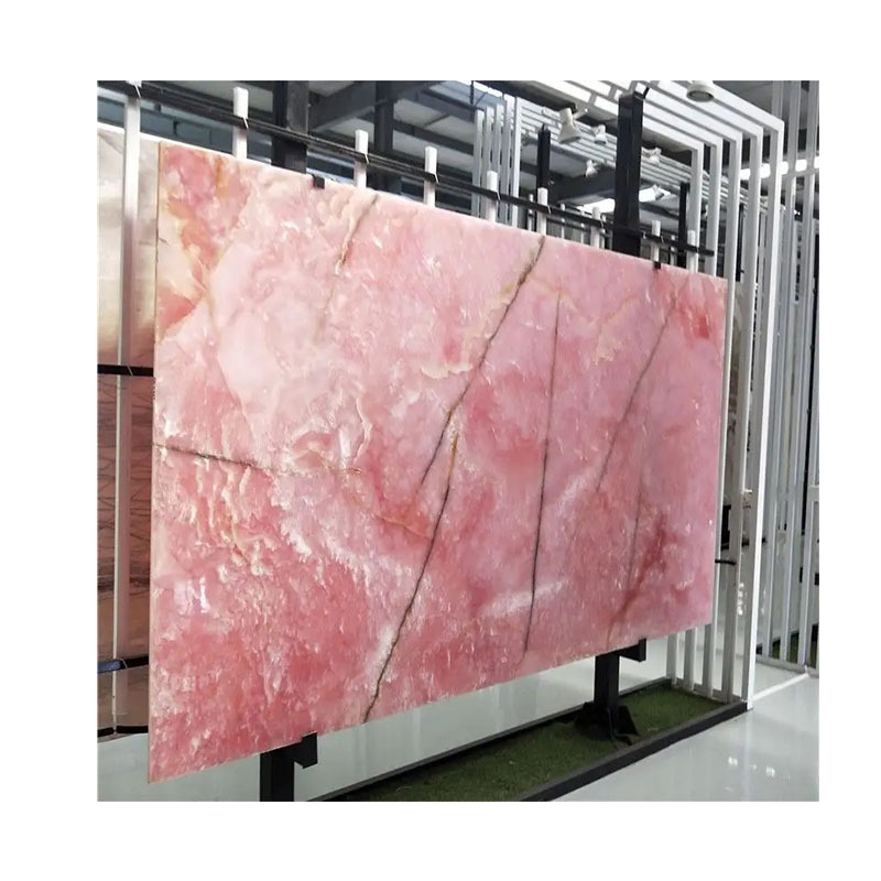 Bathroom Vanity Table Countertops Polished 18mm Pink Onyx translucent slabs for counter top and wall