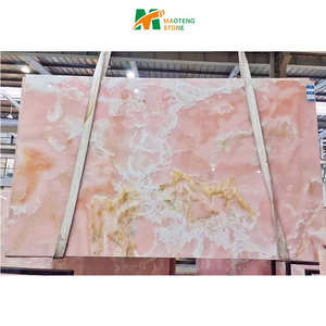 Chinese Factory Backlit Pink Onyx Marble Wall Panel Translucent Crystal Pink Marble Agate Stone Onyx Slab