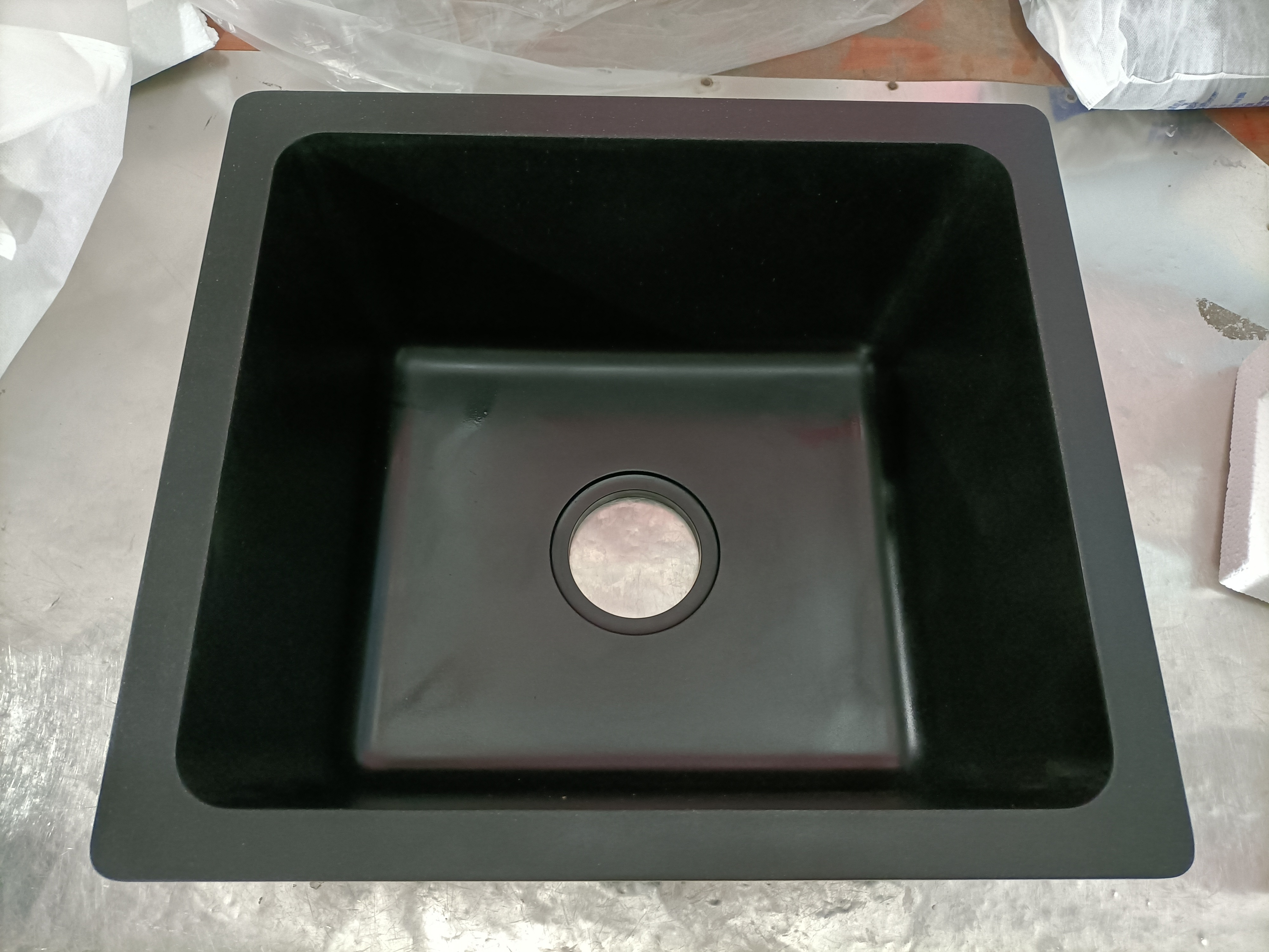 Single Undermount Bowl Black Quartz Granite Kitchen Sinks Nano Vessel Vanities Bathroom Sinks