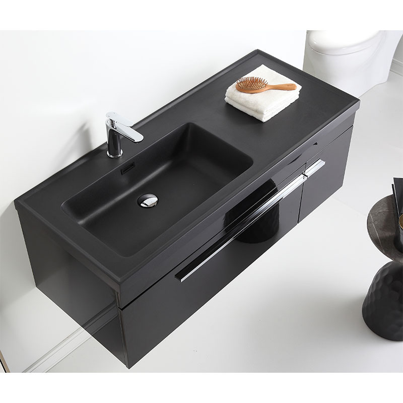 New Model Black Cabinet Wall Mounted Sink Led Mirror Wholesale Price Set Pvc Bathroom Cabinet