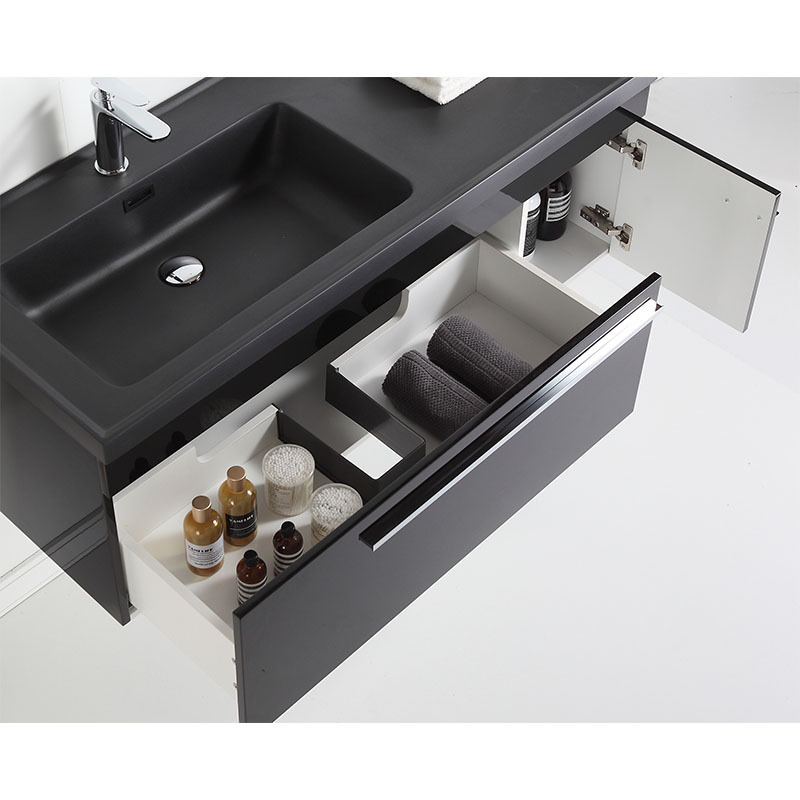 New Model Black Cabinet Wall Mounted Sink Led Mirror Wholesale Price Set Pvc Bathroom Cabinet