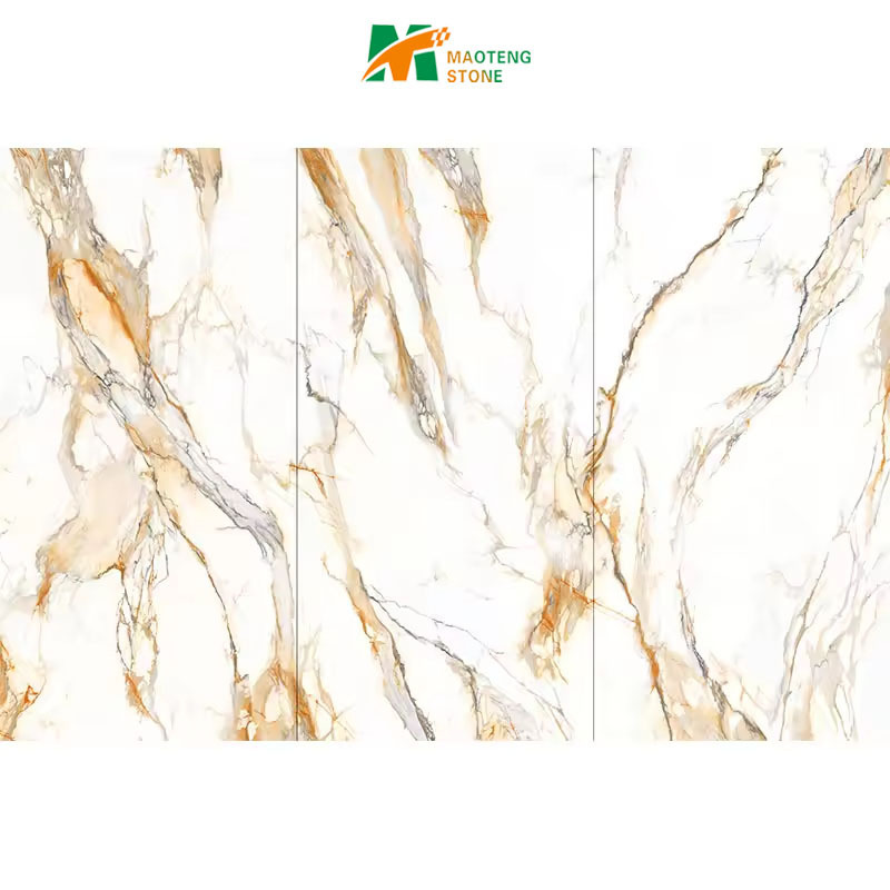 Calacatta gold sintered stone for kitchen top island tiles big size slabs artificial sintered stone for wall