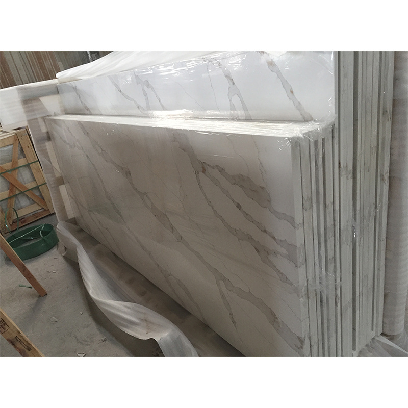 Synthetic Calacatta White Marble Countertop Quartz Slab