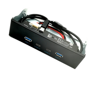 5.25" inch  USB 3.0 and type C  Metal Front Panel USB Hub with 15 Pin SATA Power Connector Hub