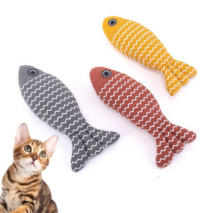 Bite Resistant Fish Flop Crinkle Cat Toys With Catnip Plush Flipper Fish Interactive kitten Chew Toy for Indoor Cats