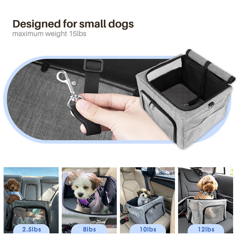 Dual Entry Pet Travel Carrier Bag with Pee Pad for Cats and Small Dogs Reinforce Metal Frame Puppy Booster Car Seat Collapsible