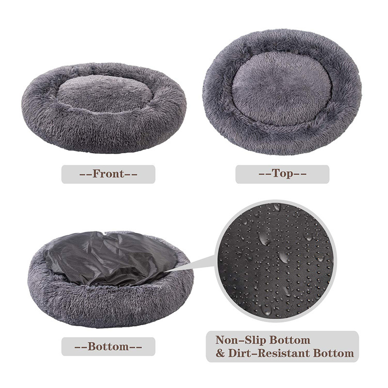 Self Warming Plush Round Pet Sleeping Beds Luxury for Cats and Small Large Dogs Indoor Cozy Soft Donut Puppy Kitten Calming Bed