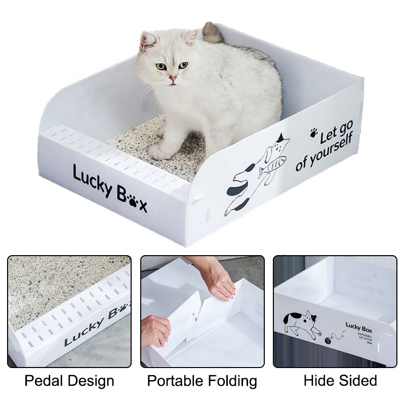 Foldable Top Entry Portable Pet Toilet Tray for Outdoor Travel Eco-Friendly Leak free Easy to Carry Disposable Cat Litter Box