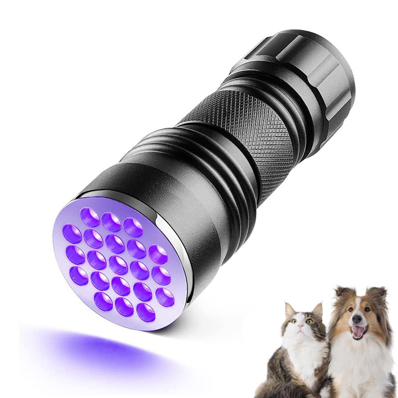 21 LED MINI 395nm UV Flashlight Portable Ultraviolet Torch Detector For Dog Urine Pet Stains Bed Bug Aluminium alloy Black Light