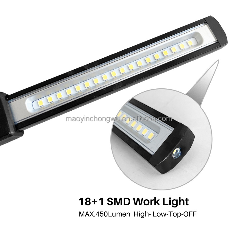 450LM Bright Flexible Gooseneck SMD Flashlight with Magnetic Base For Car Repairing USB Rechargeable Cordless LED Work Light Bar