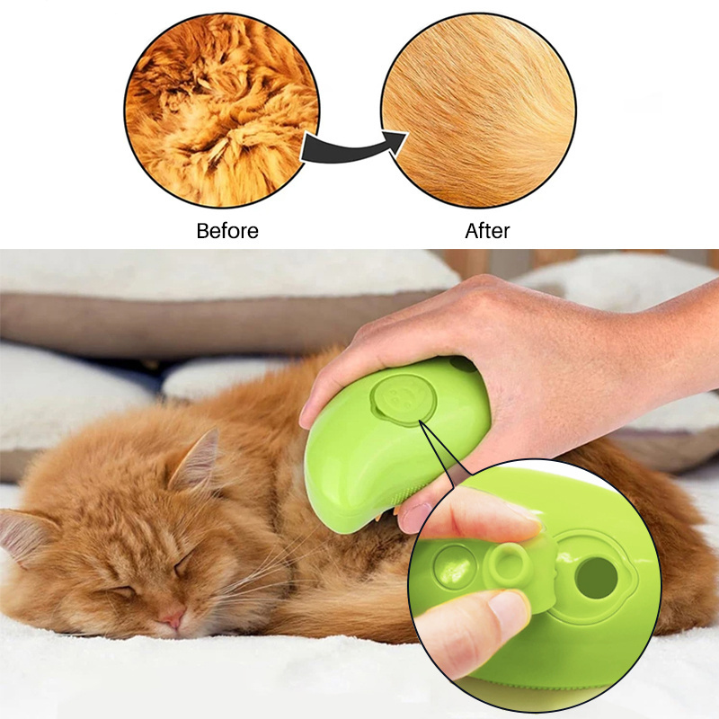 3 in 1 Steam Cat Grooming Brush for Shedding Silicone Spray Pet Fur Hair Remover Tool Self Cleaning Steamy Dog Massage Comb