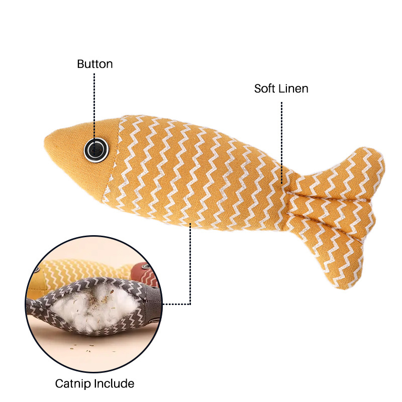 Bite Resistant Fish Flop Crinkle Cat Toys With Catnip Plush Flipper Fish Interactive kitten Chew Toy for Indoor Cats