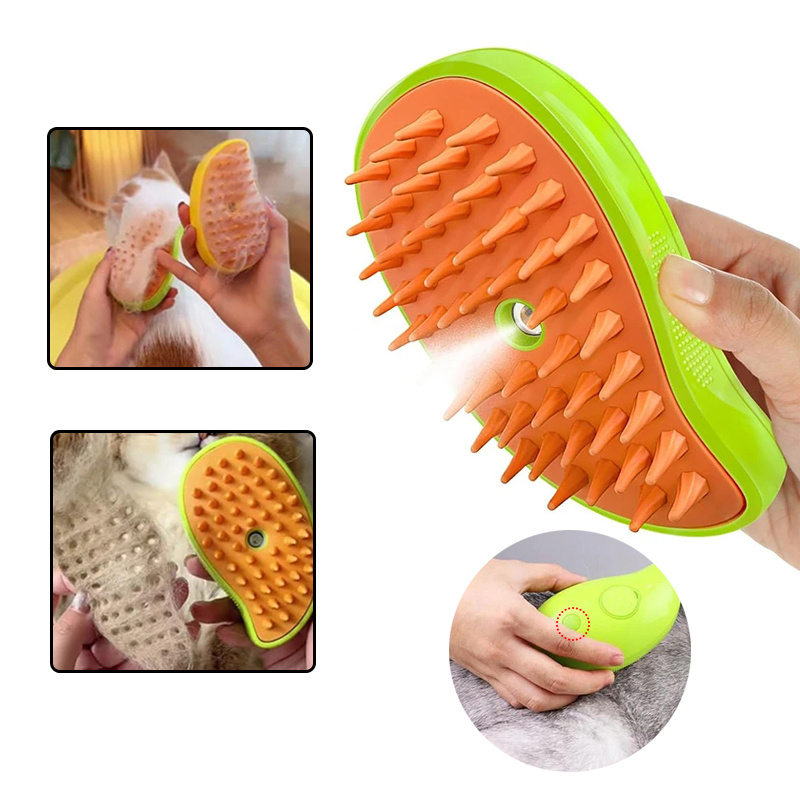 3 in 1 Steam Cat Grooming Brush for Shedding Silicone Spray Pet Fur Hair Remover Tool Self Cleaning Steamy Dog Massage Comb