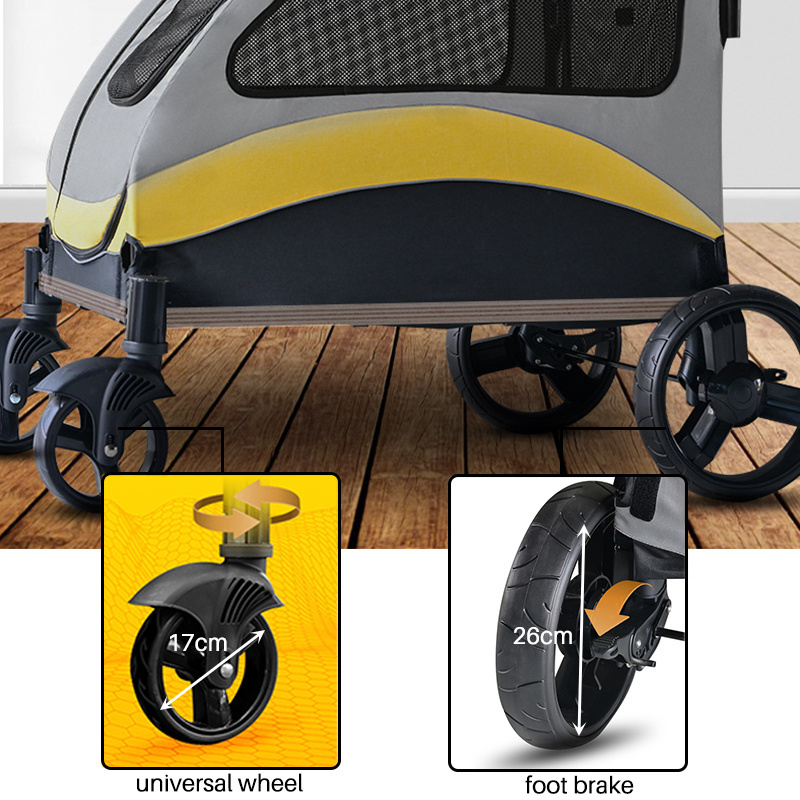 Dual Entry Extra Large Pet Stroller Luxury for Multiple Cats Rabbits Small Large Dogs Easy Folding Puppy Pram Travel Carrier