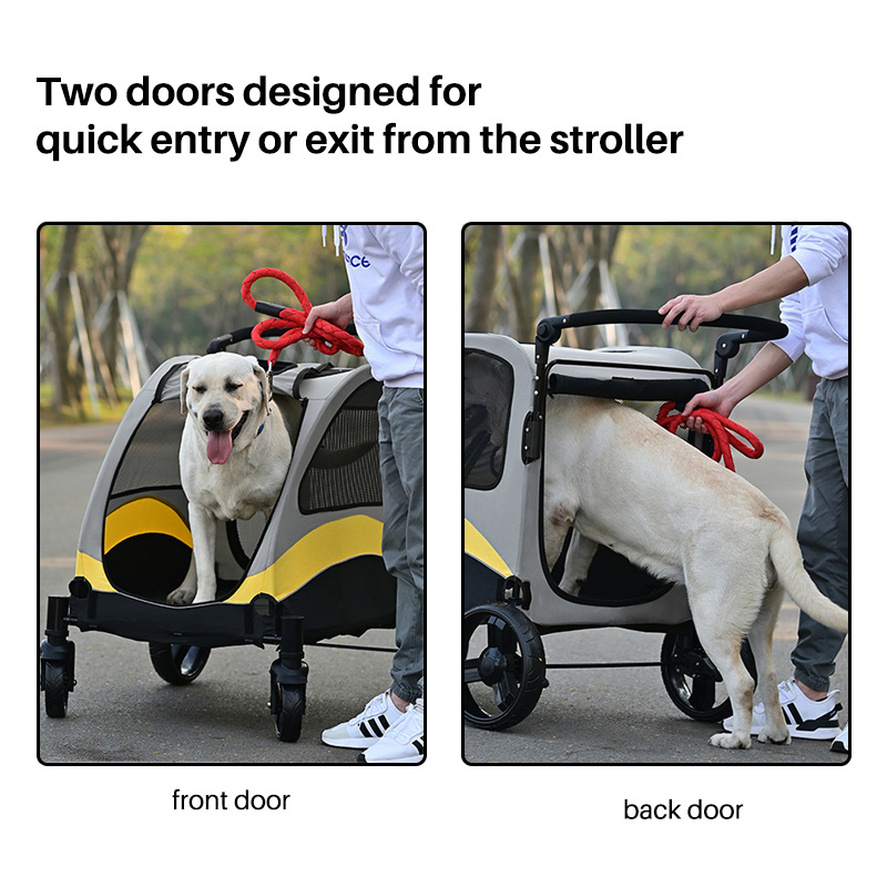 Dual Entry Extra Large Pet Stroller Luxury for Multiple Cats Rabbits Small Large Dogs Easy Folding Puppy Pram Travel Carrier