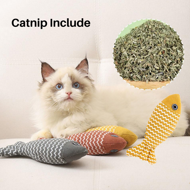 Bite Resistant Fish Flop Crinkle Cat Toys With Catnip Plush Flipper Fish Interactive kitten Chew Toy for Indoor Cats