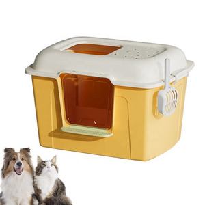 Wholesale Closed Spill Proof Top Entry Big Cat Toilet Tray With Lid Sturdy Extra Large Kitten Litter Box With Litter Scoop