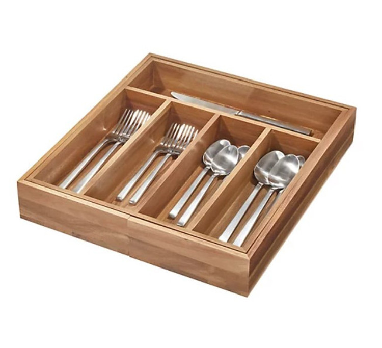 Wood acacia Expandable Adjustable Kitchen Cutlery Tray Drawer Organizer Cutlery Organizer