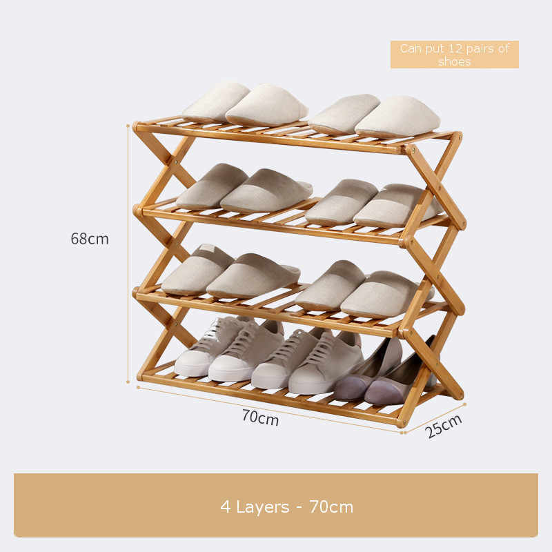 Foldable Shoe Rack 3/4/5/6 Layers Bamboo Shoe Cabinets Shelf for Dormitory Doorway