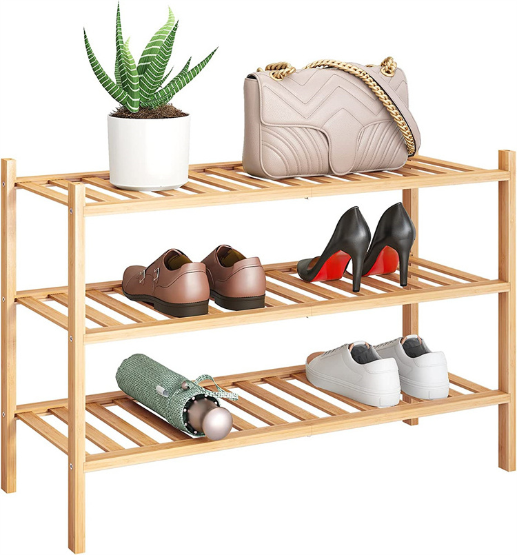 hot bamboo multi purpose Premium Stackable Shoe shelf Storage Organizer rack