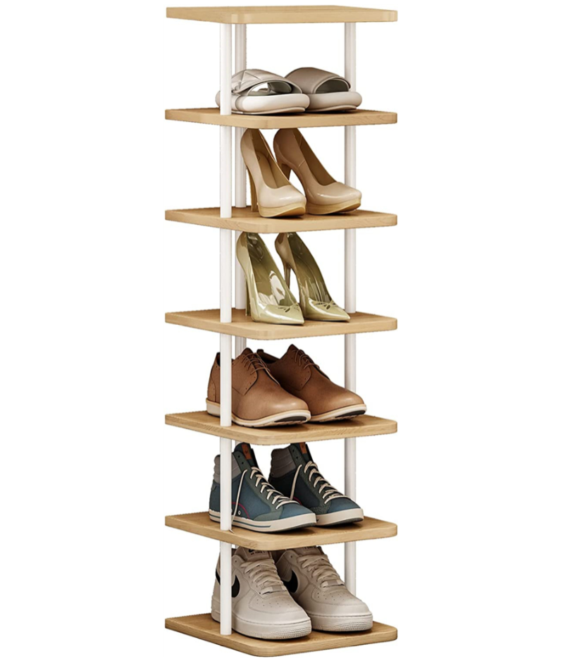 custom design 360 bamboo wood 7 tiers adjustable rotating shoe rack storage shelf