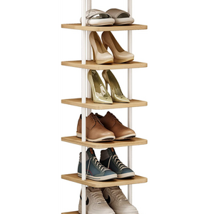 custom design 360 bamboo wood 7 tiers adjustable rotating shoe rack storage shelf