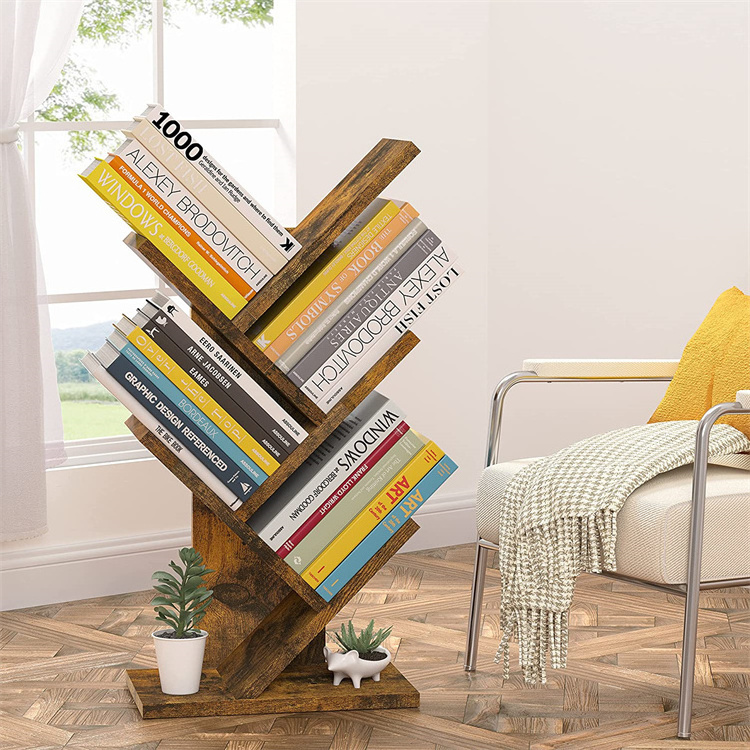 4 Tier Tree Bookshelf, 4 Shelf Bookcase,wood  Modern Book Storage rack