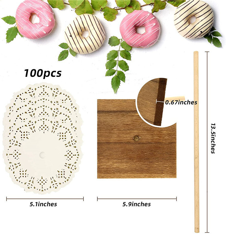 Farmhouse Donut Stand, 3PCS Wooden Donut Holder Display 27 Donuts, Reusable Bagel Donut Holder Stands