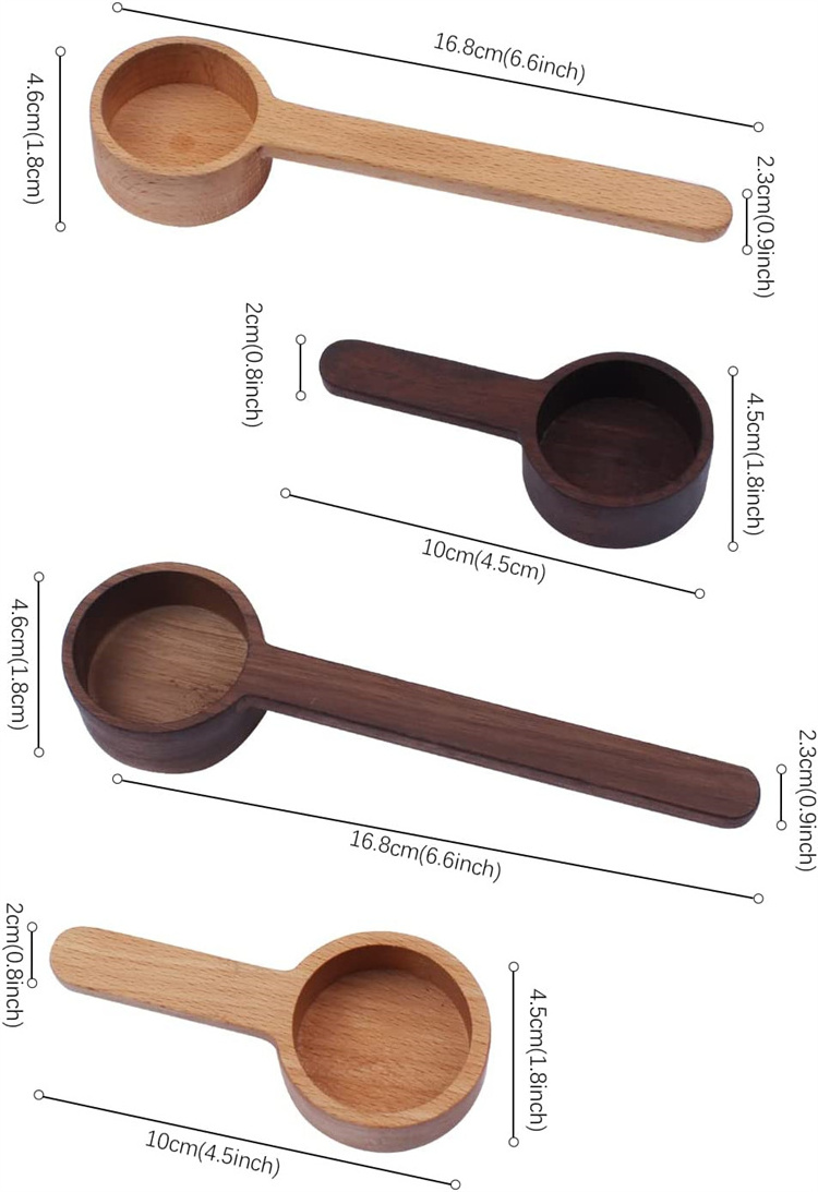 beech Wooden Coffee Spoon, Coffee Scoop Measuring for Coffee Beans