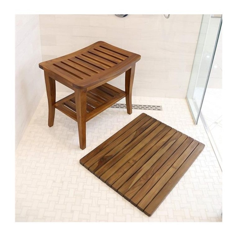 Teak Indoor Outdoor Patio Garden Yard Bath Shower Spa Waterproof Stool Bench